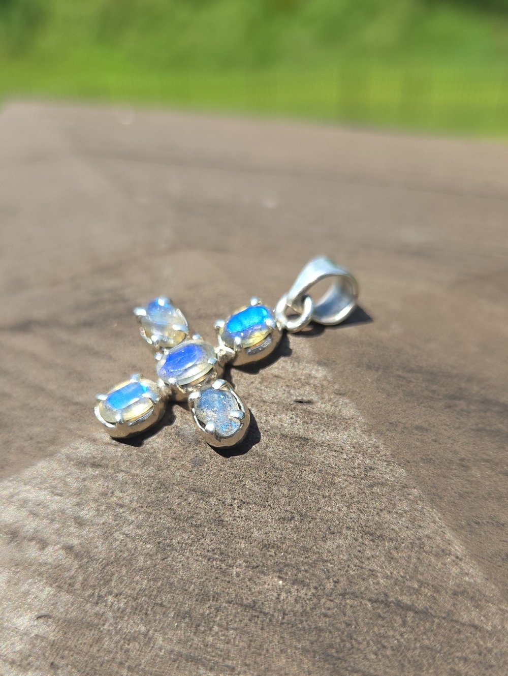 Labradorite Solid Sterling Silver Cross